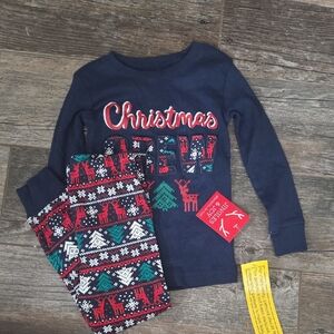Christmas Crew Kids Pajama Set - Navy and Red